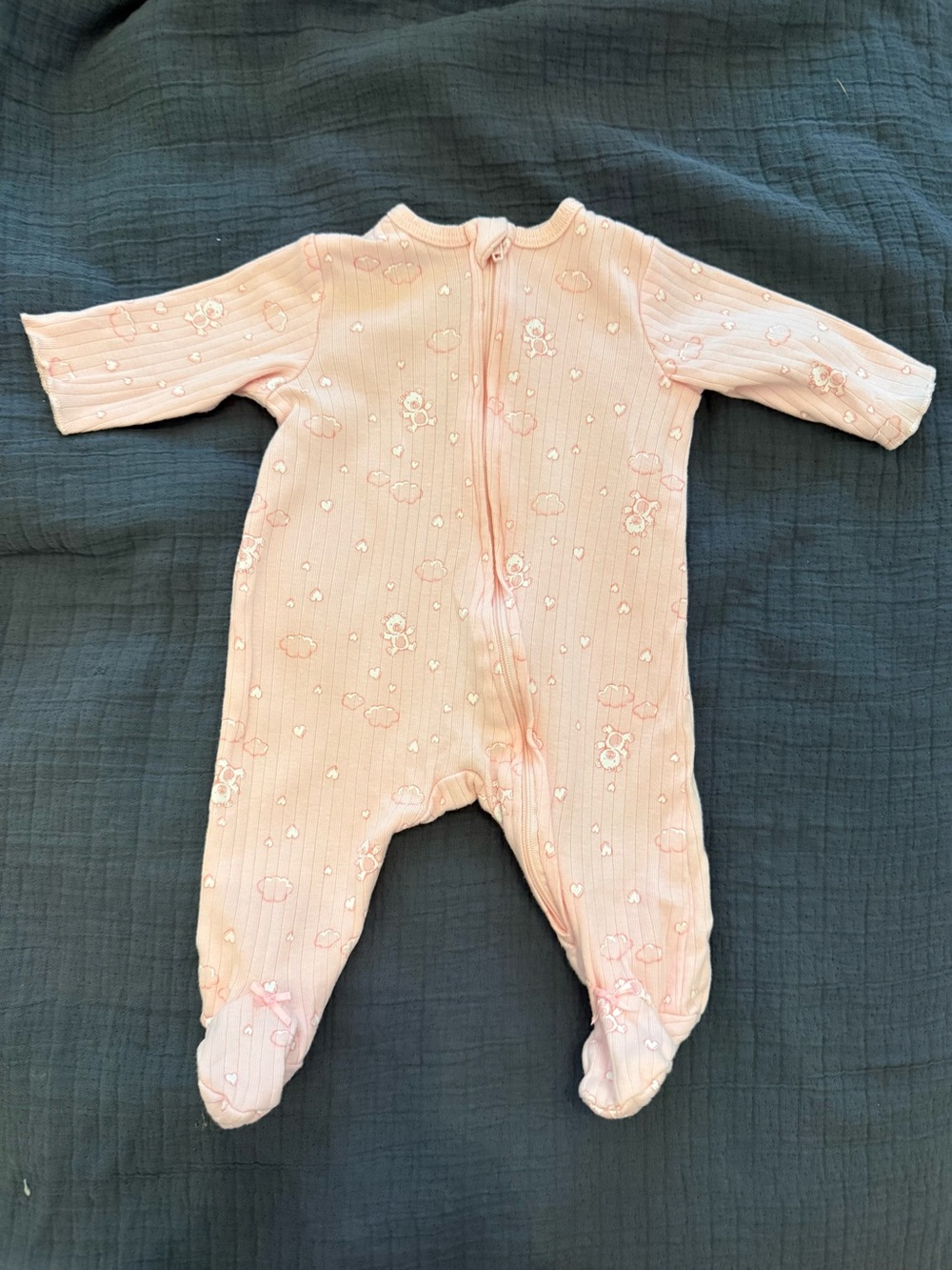 Little Me Pale Pink Ribbed Footed One-Piece Sleeper